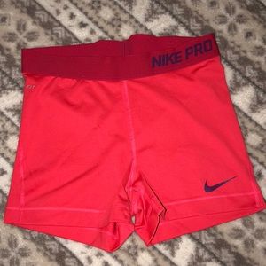 Pink nike pro compression shorts